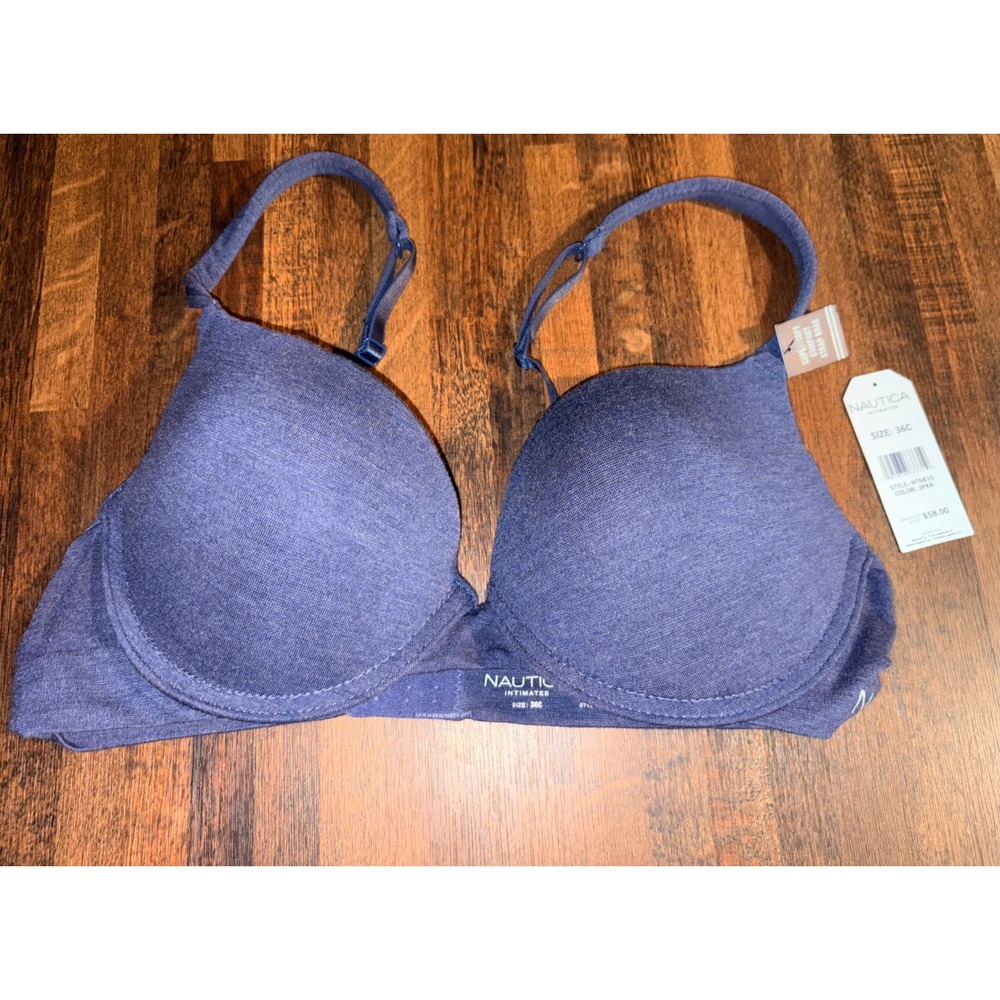 Nautica Intimates Super Soft Comfort Strap Bra‎ Navy Blue Heather 36C NT6835